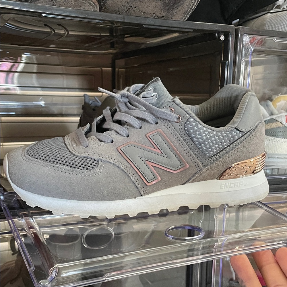 New Balance Gray and Metallic Sneakers